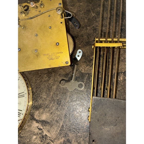 Vtg Welby Germany Clock Parts, Face Made In West Germany, Key, And Chime Unknown - Picture 5 of 8